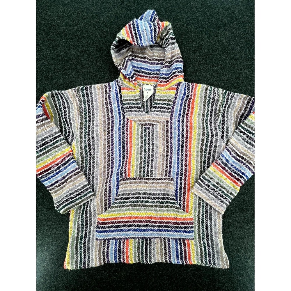 Frestyle Drug Rug Mexican Blanket Baja Hoodie Mens Large Multicolor Striped